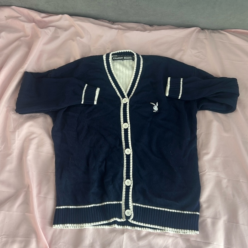 Navy and white playboy Bunny Missguided sweater